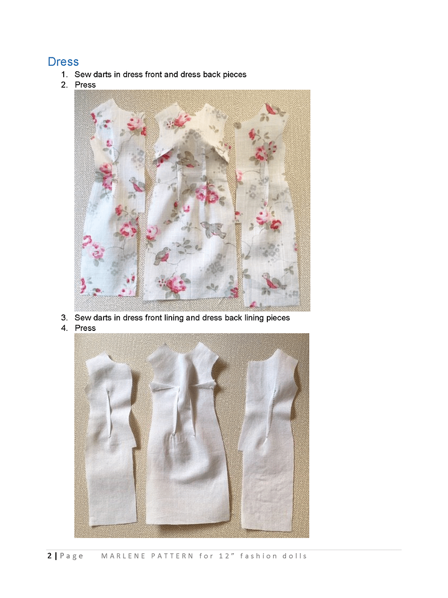 Marlene sewing pattern for 12" fashion dolls product image (3)