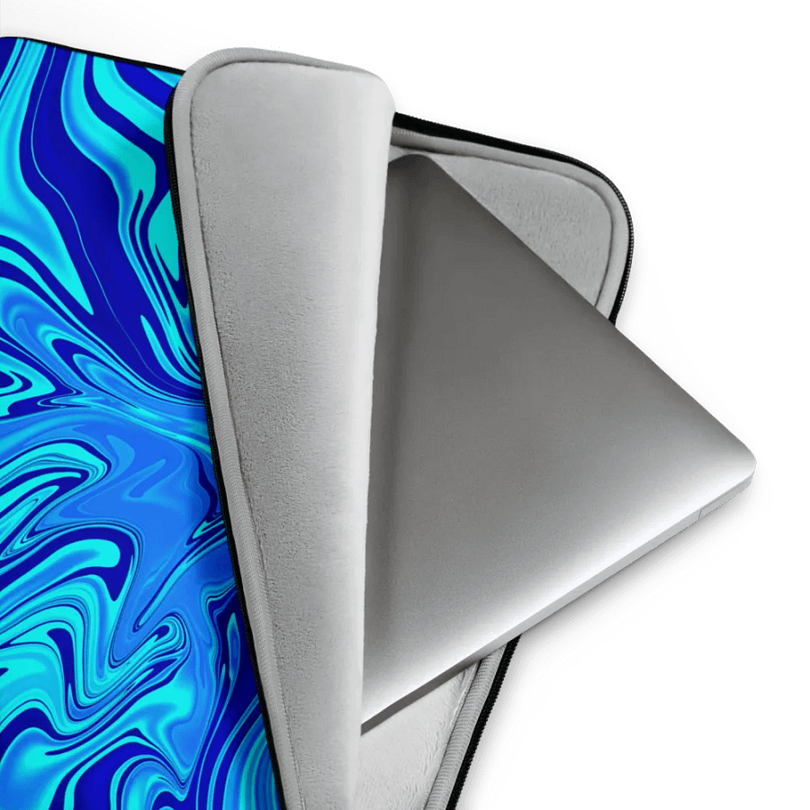 Laptop Sleeve - Light and Dark Blue Digital Fluid Art product image (4)