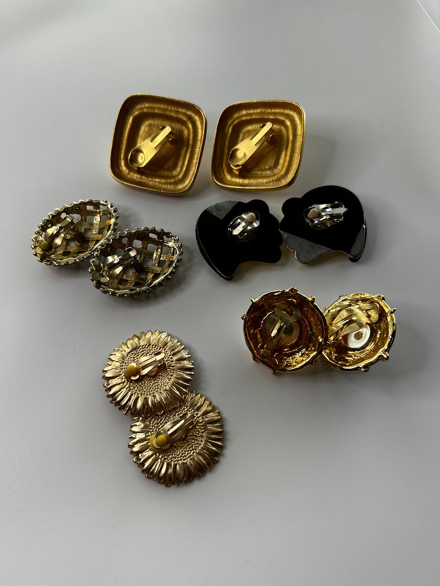 Vintage Chunky Clip On Earrings Lot of 5 product image (5)