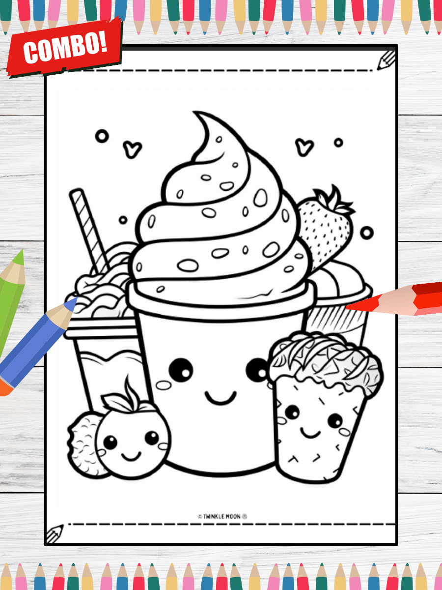 200 Cute Kawaii Coloring Pages#Combo (PDF Coloring Pages) product image (3)