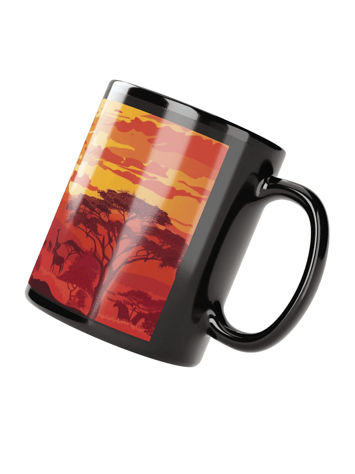 African Sunset Black Glossy Ceramic Mug by Treasure Pie product image (3)
