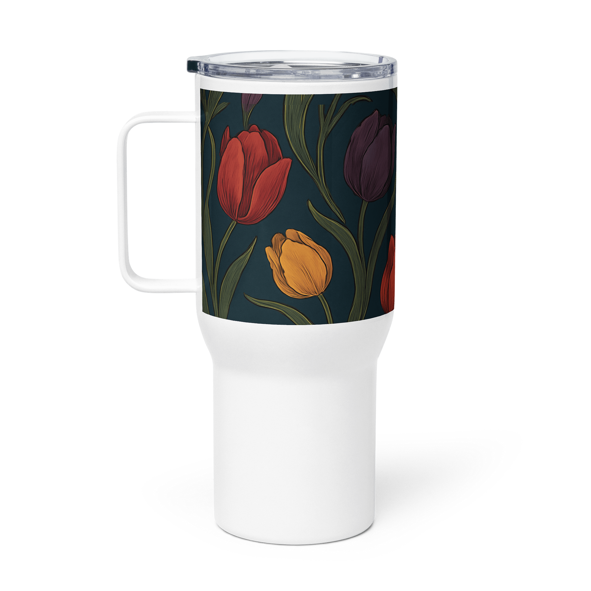 Tulip Gardening Coffee Tumbler – 20oz Insulated Mug with Pink & Yellow Tulips for Garden Enthusiasts product image (1)