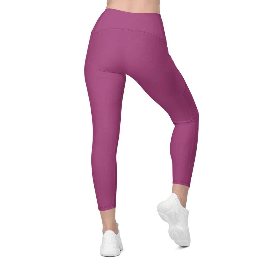 Plain Plum Purple True Summer Women's High Waisted Premium Crossover Leggings with Pockets by Treasure Pie product image (5)