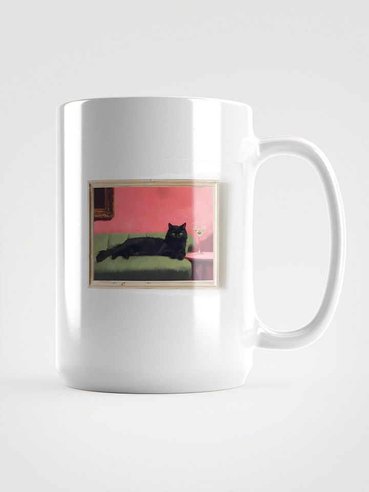 BLACK CAT ON COUCH NEXT TO MARTINI product image (1)
