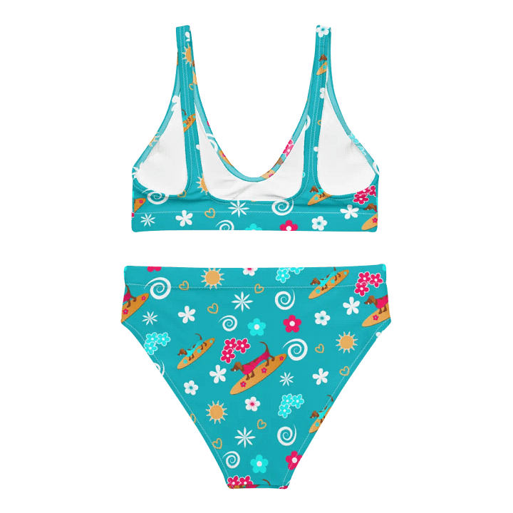 Surfing Dachshund Pattern High Waisted Bikini product image (2)