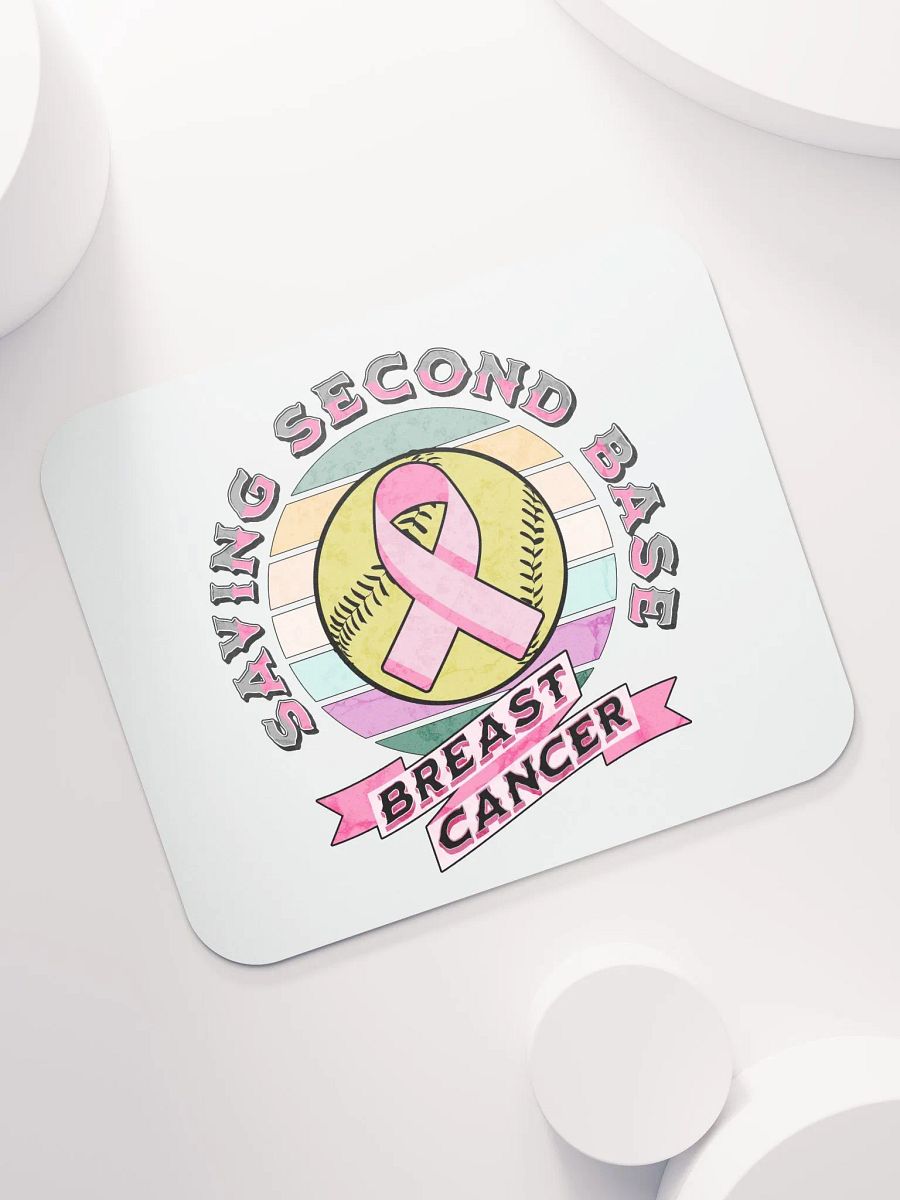 Saving Second Base Breast Cancer Softball Mouse Pad product image (5)