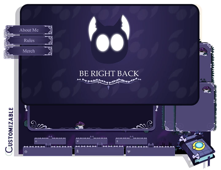 ANIMATED Twitch Stream Package Overlay, Magic stream overlay, Dark magical overlay, Halloween Spooky, Vivid Gothic Black Cat, Spooky Book product image (1)