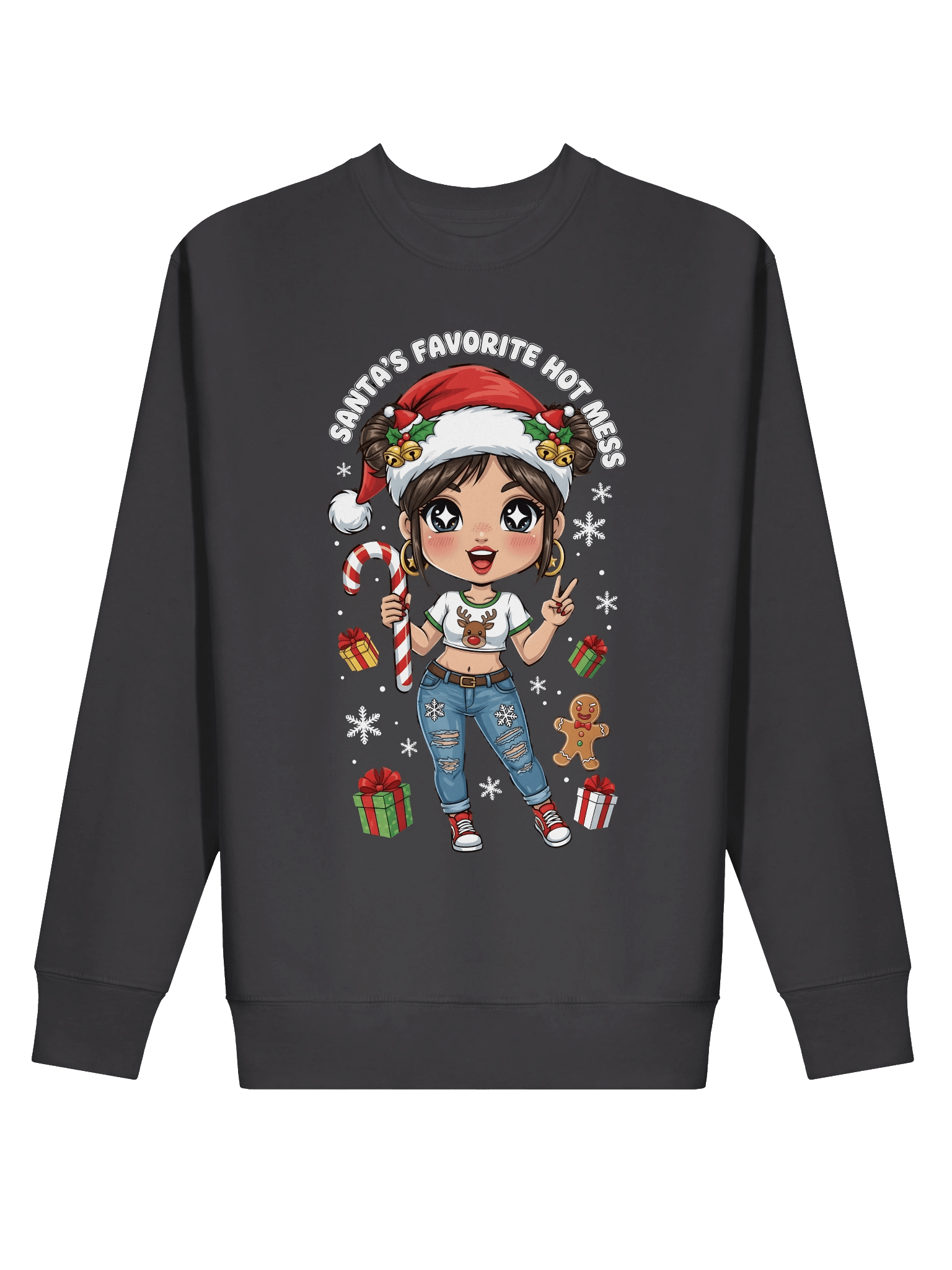 Santa's Favorite Hot Mess Christmas Graphic Sweatshirt product image (1)