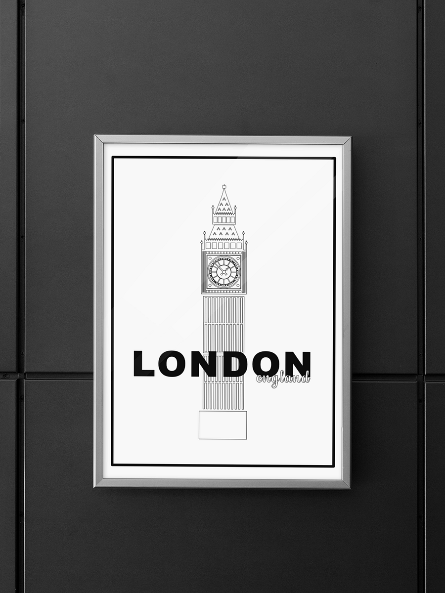 Big Ben Clock Tower Line Art Poster, London England Landmark Illustration, Classic Black and White Urban Decor, Chic Travel-Themed Art product image (5)
