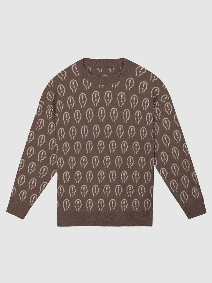 EXCLAIMING MENTALLY (repeating design, duotone brown relaxed knitwear crewneck product image (3)