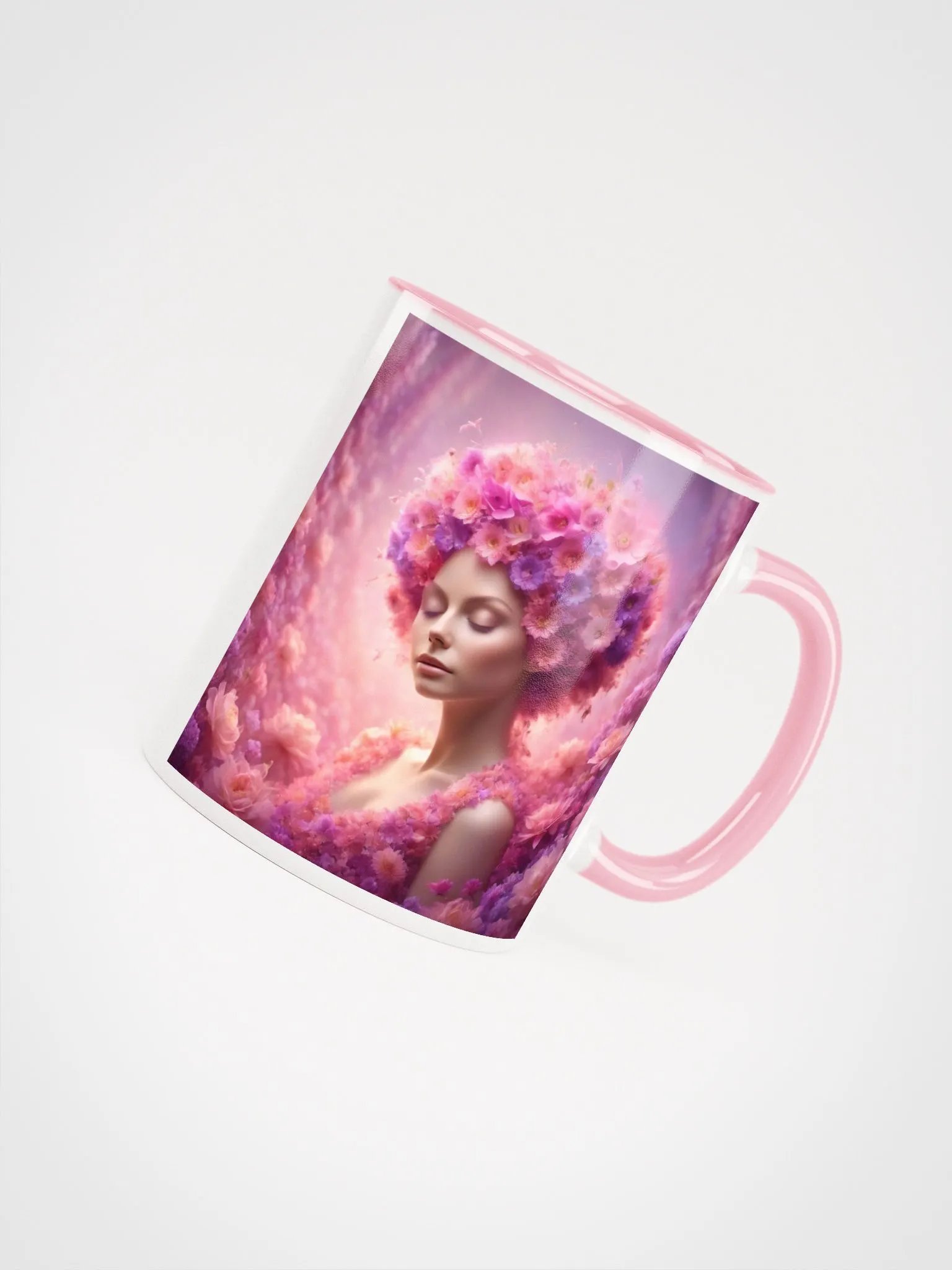 Pink Flower Girl Ceramic Mug product image (5)