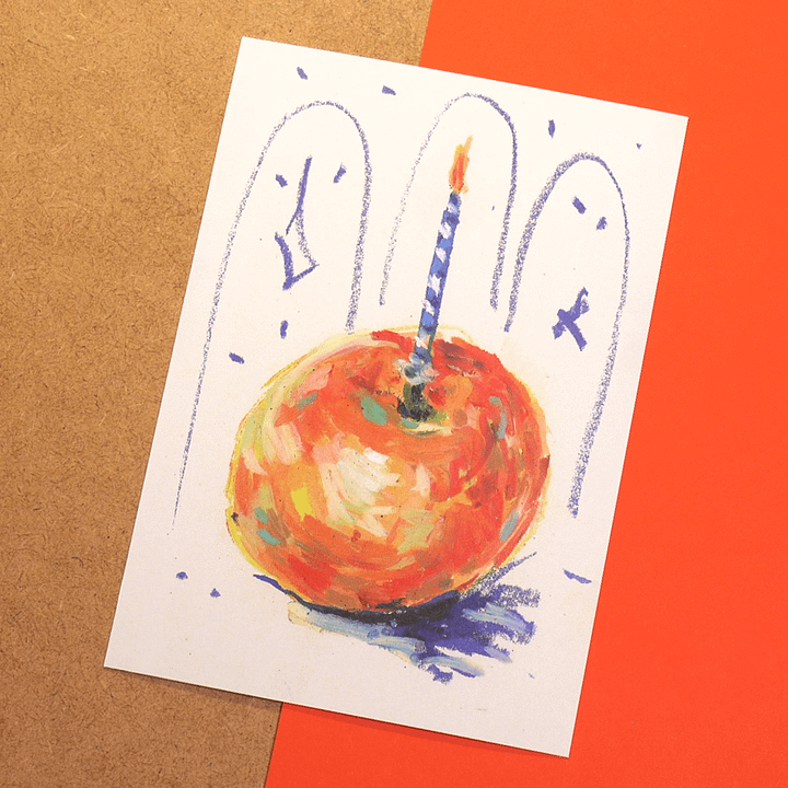 Tangerine with candle Postcard product image (2)