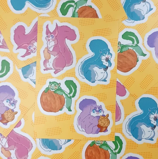 Colorful Squirrel Sticker Sheet 4