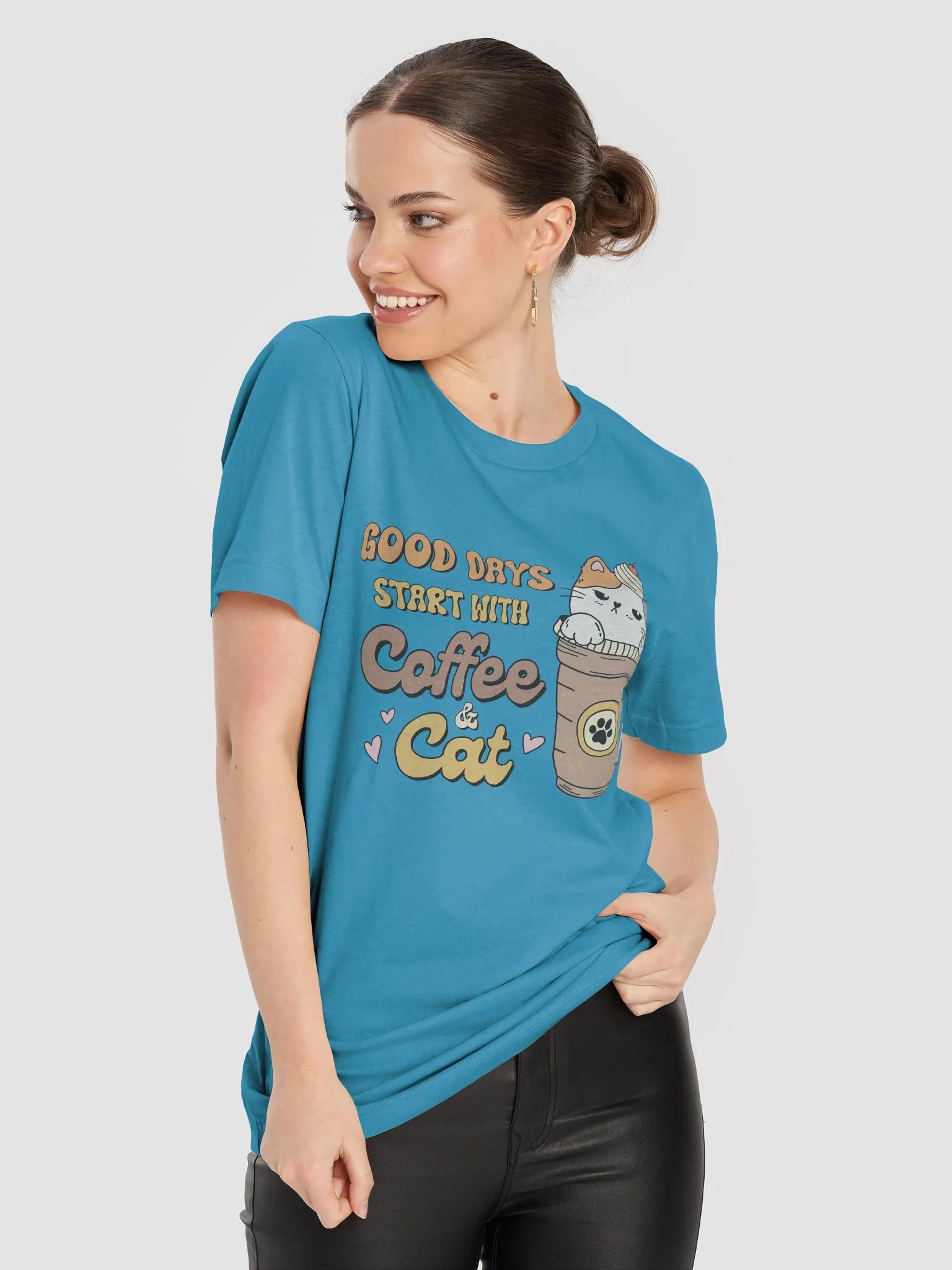 Good Days Start with Coffee & Cat Cute Cat T-Shirt product image (6)