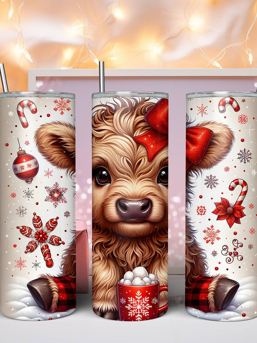 20 oz Christmas Cocoa Highland Cow Tumbler product image (4)