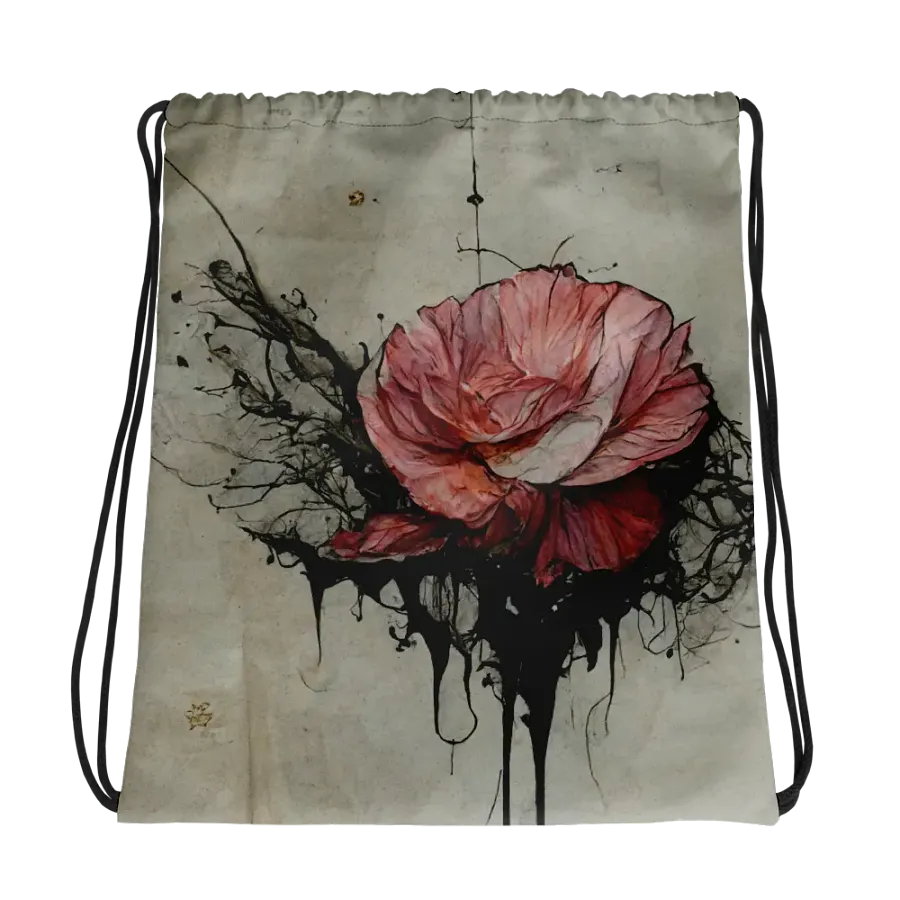 Ink Rose All-Over Drawstring Bag product image (1)