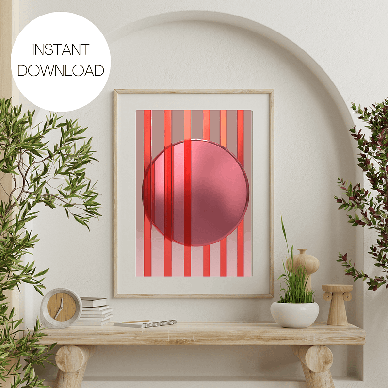 Minimalist 3D Digital Art | Pink Hues Lines Circle Background