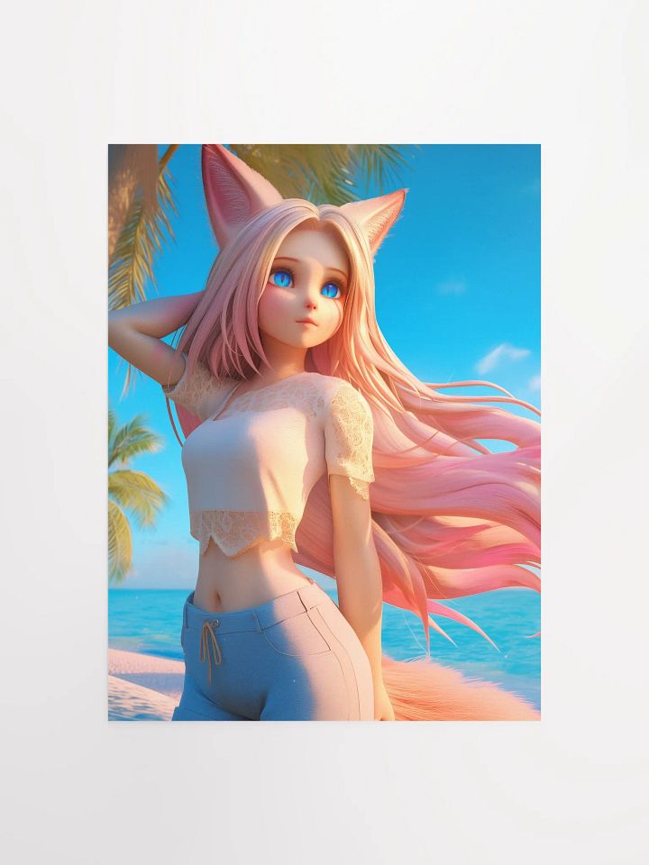Tropical Cat Girl Matte Poster product image (1)