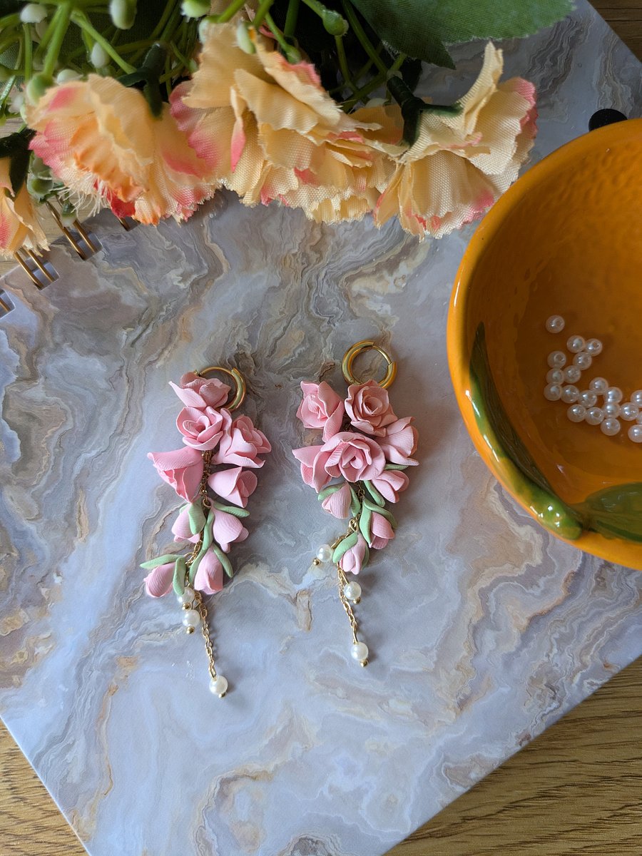 Pink Rose Cluster Earrings product image (2)