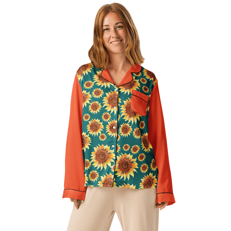 Orange Sunflower Pajama Top product image (2)