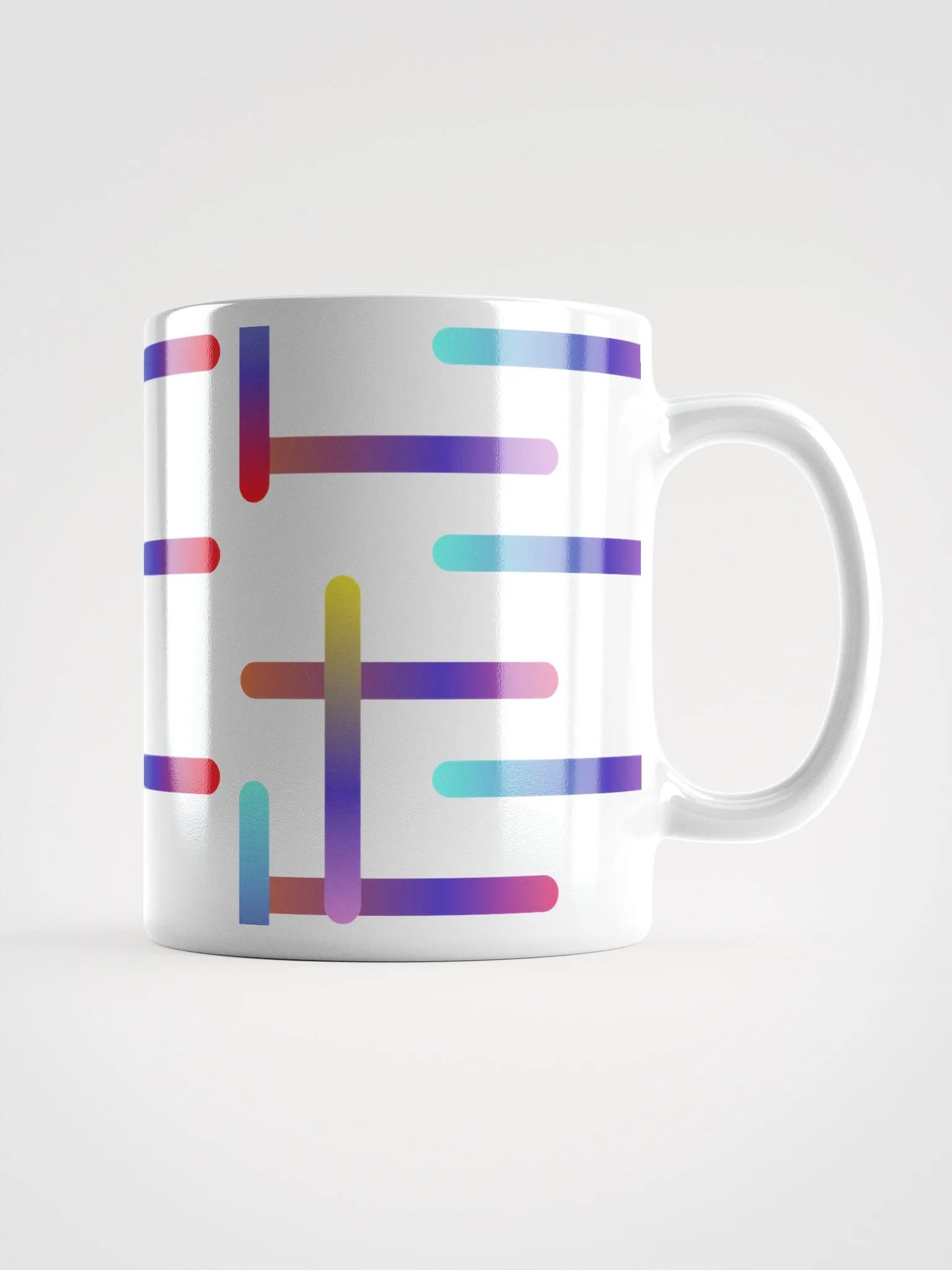 Multi-colored Neon Strips Pattern White Mug product image (2)