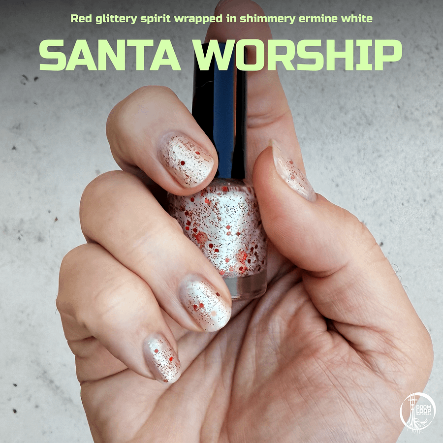 SANTA WORSHIP - White and Red Dramatic Glitter Nail Polish product image (1)