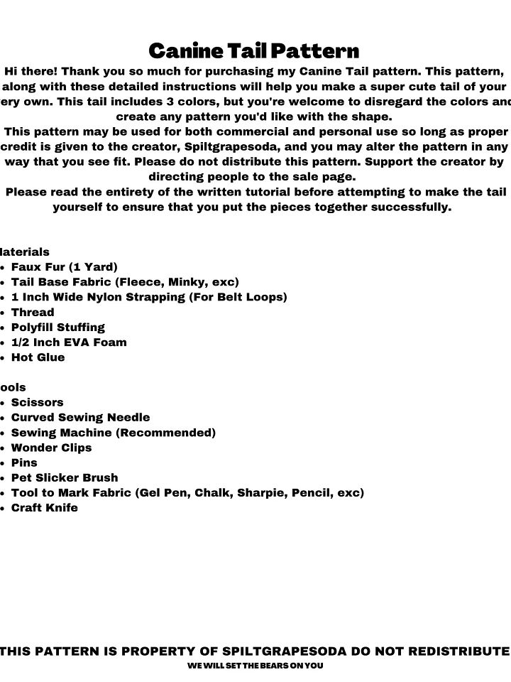 Large Canine Tail Pattern [PDF DOWNLOAD] product image (2)