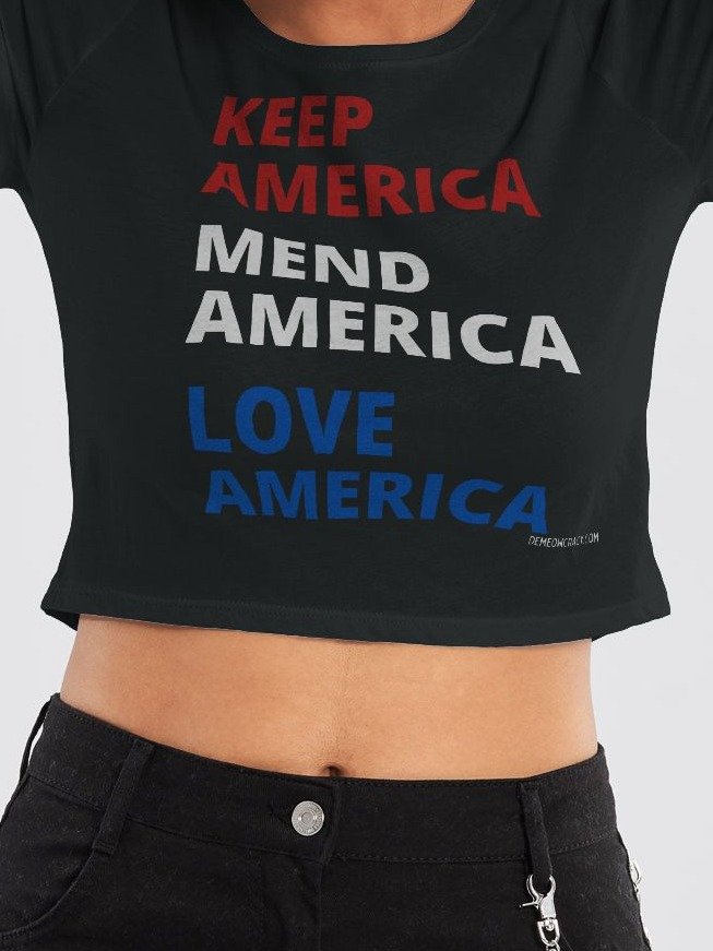 Patriotic KAMALA Keep Mend Love America Crop Tee product image (3)