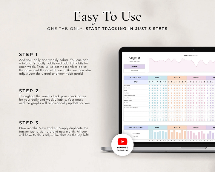 Habit Tracker Spreadsheet for Google Sheets product image (2)