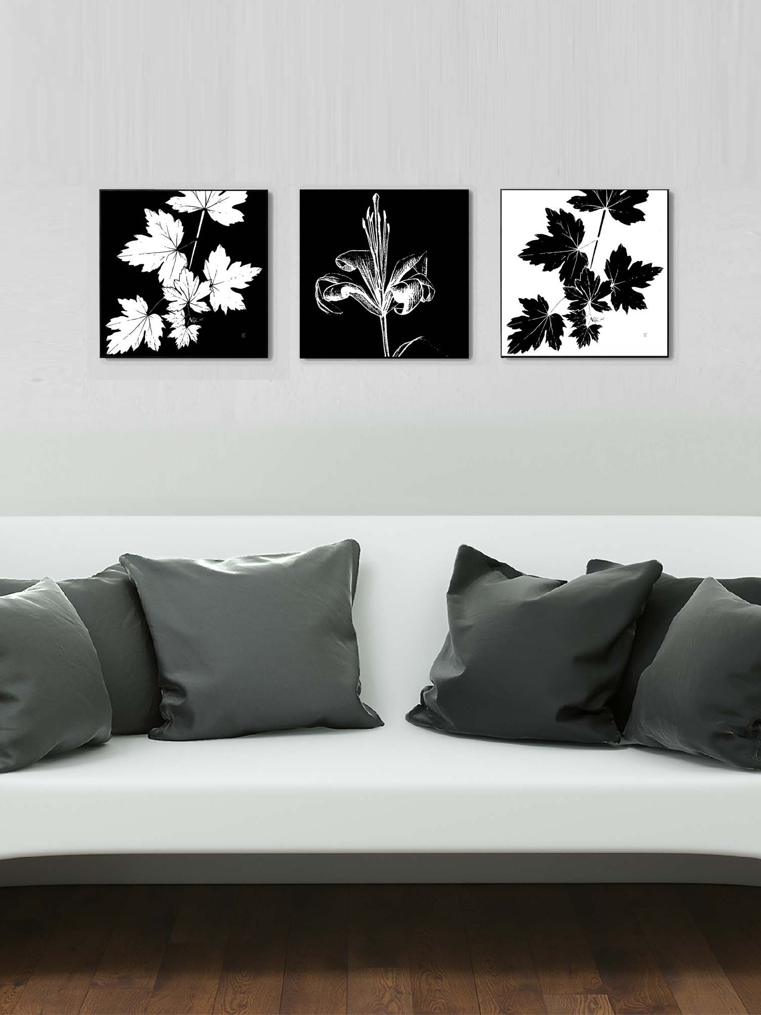 Leafy Silhouette Canvas Print - Grape Leaves Dark product image (9)