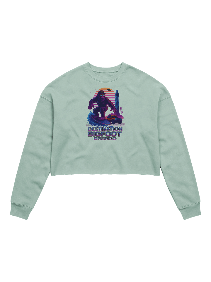 Destination Bigfoot Bronco Synthwave Bella+Canvas Women's Fleece Crop Sweatshirt (Multiple Colors Available) product image (3)