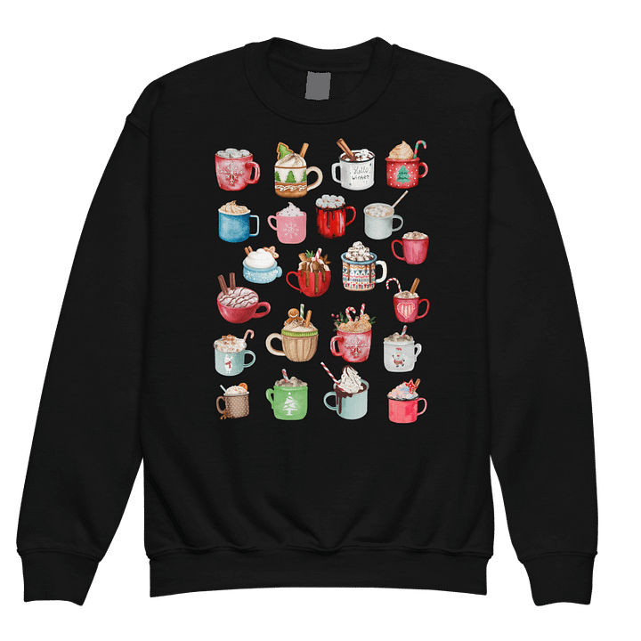 Hot Cocoa Collage Winter Youth Crewneck Sweatshirt product image (4)