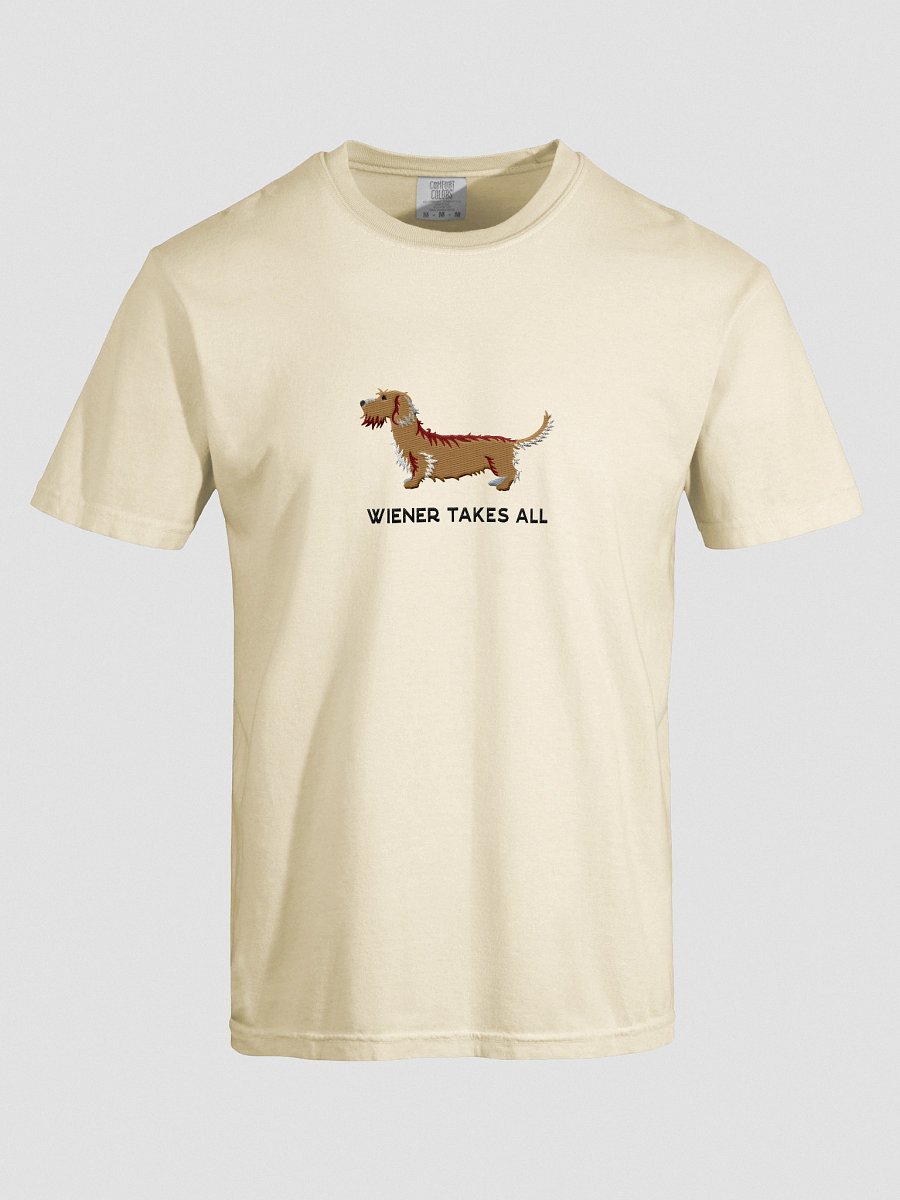 Wiener Takes All T-Shirt(Embroidered) of a Wirehaired Dachshund(Tan) product image (57)
