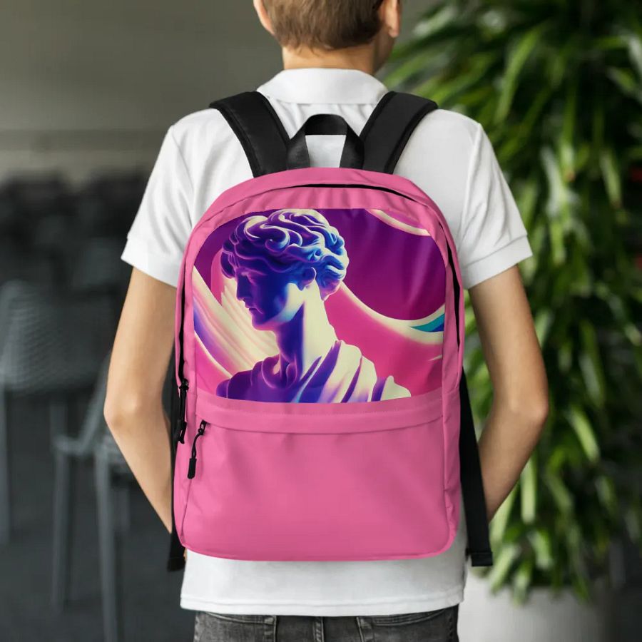 Greek God retrowave City Pop Pink Backpack product image (3)