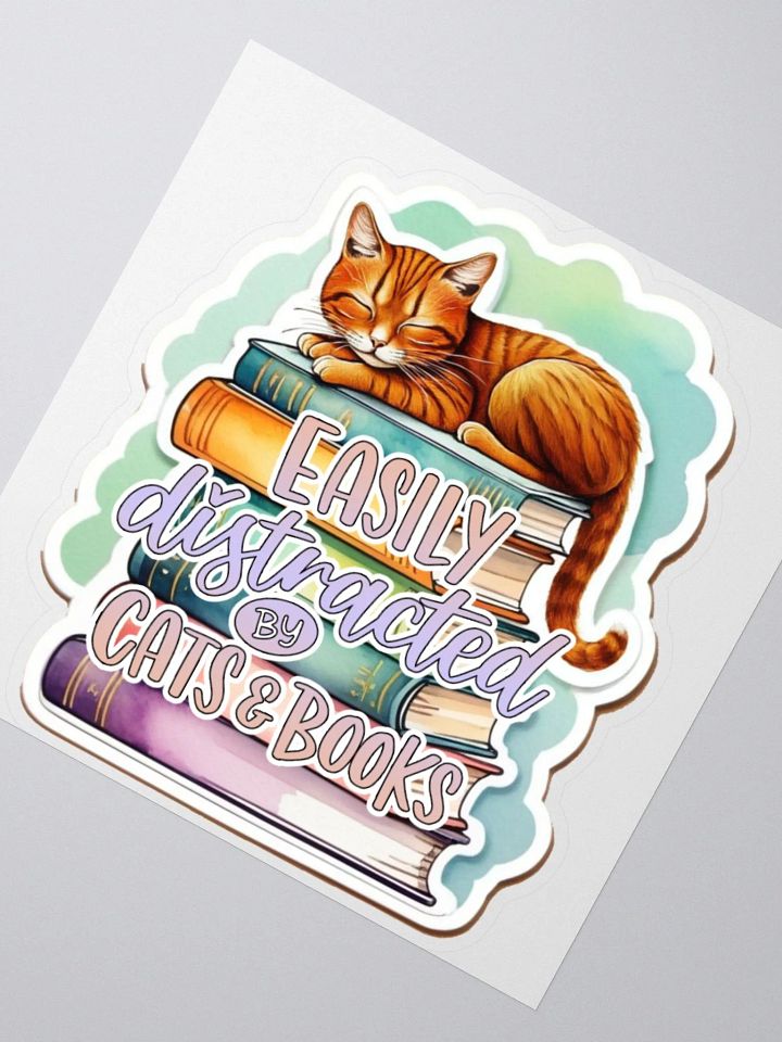 Cat & Books Whimsical Sticker product image (5)