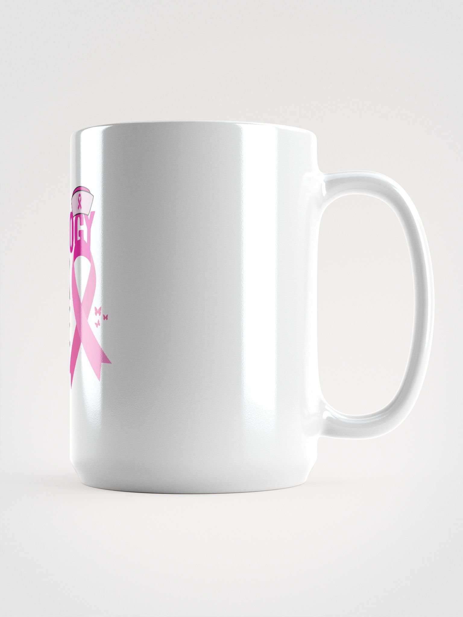 Oncology Black Nurse Mug - Breast Cancer Awareness Coffee Cup | Pink Ribbon Medical Professional Gift | 15oz Ceramic Mug product image (2)