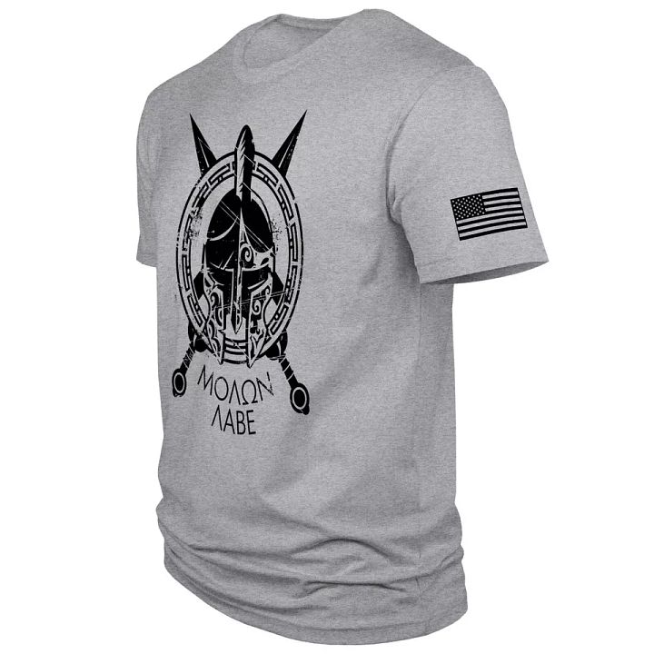 Mens American Flag Spartan Warrior Molon Labe Military Short Sleeve T Shirt product image (1)