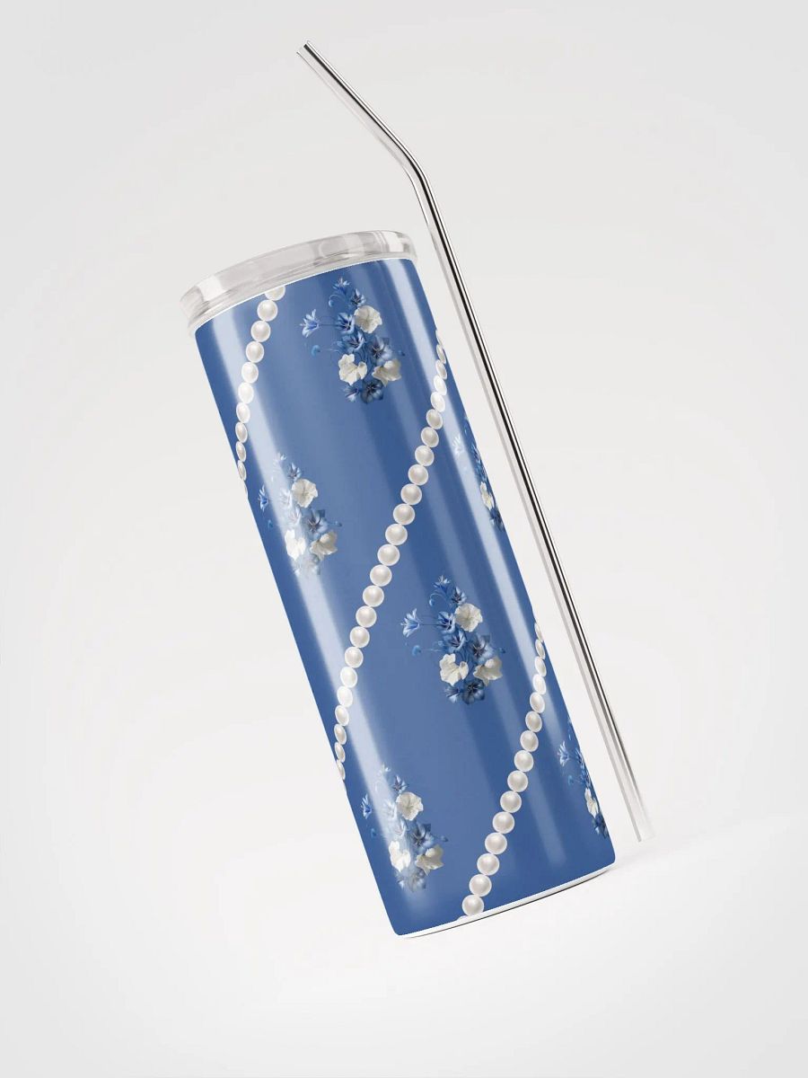 Blue Stainless Steel Tumbler With Blue Flowers product image (3)