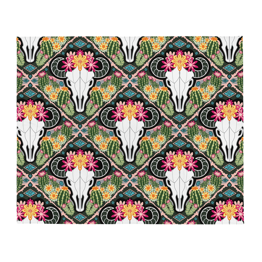 Western Americana Cacti Cow | Desert-Chic Throw Blanket in Soft Fleece product image (4)