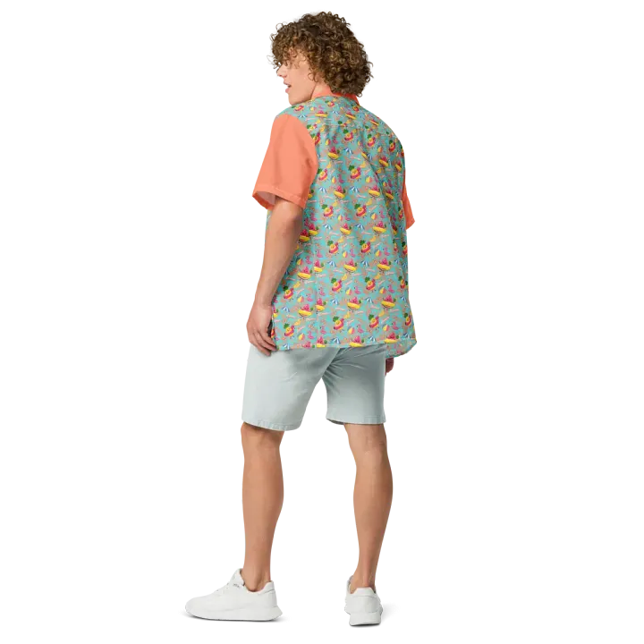 Funny Floaties Summer Hawaiian Men's Button Shirt product image (2)