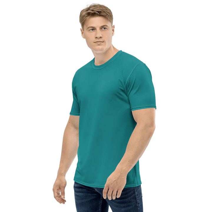 Plain Teal Green Light Summer Men's Crewneck Polyester Heavyweight Premium T-Shirt by Treasure Pie product image (2)