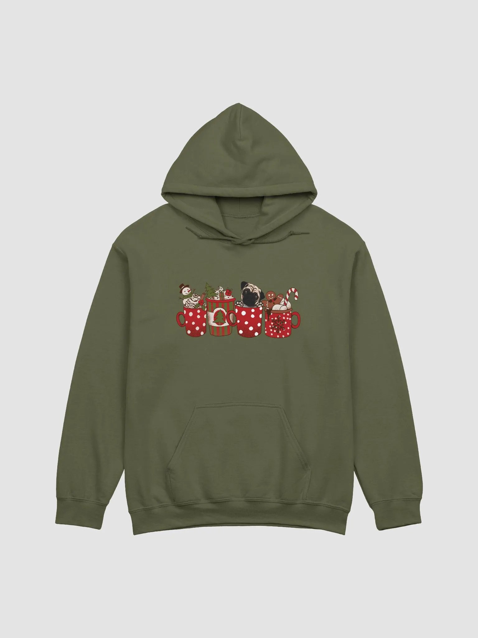 Cute Pug(2) in a Christmas Cup Hooded Sweatshirt | Funny Christmas Pup in a Cup product image (14)