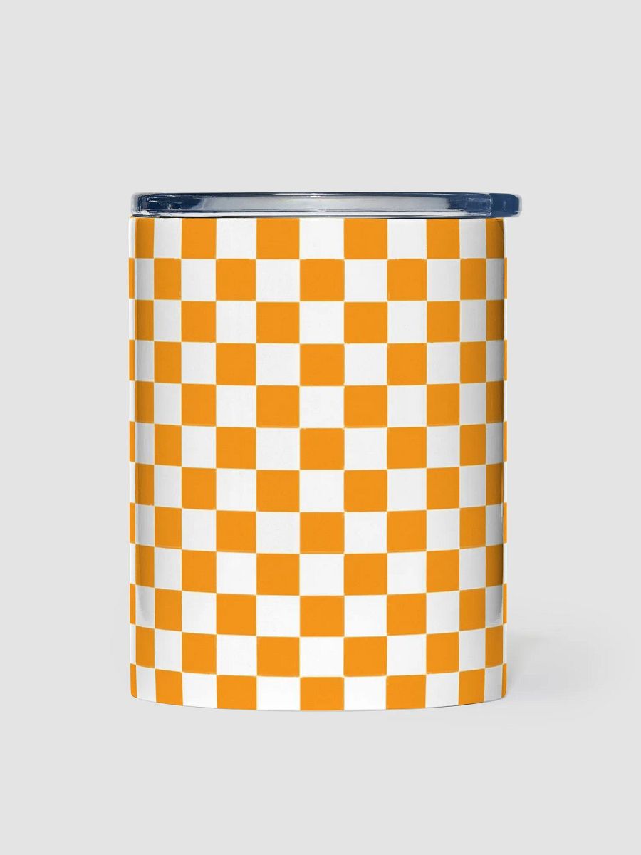 Checkered! Orange and White Checkers 10 oz Stainless Steel Tumbler product image (1)