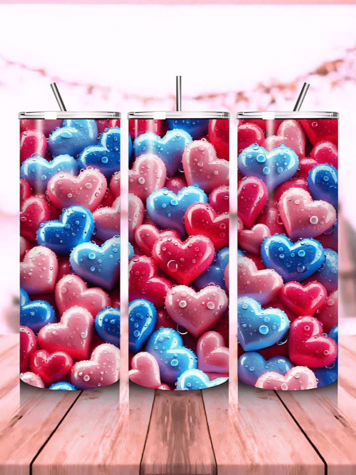 Romantic Heart Valentine Tumbler Wrap – 20oz Skinny PNG Sublimation Template – Instant Love-Themed Digital Download – 300 DPI product image (1)