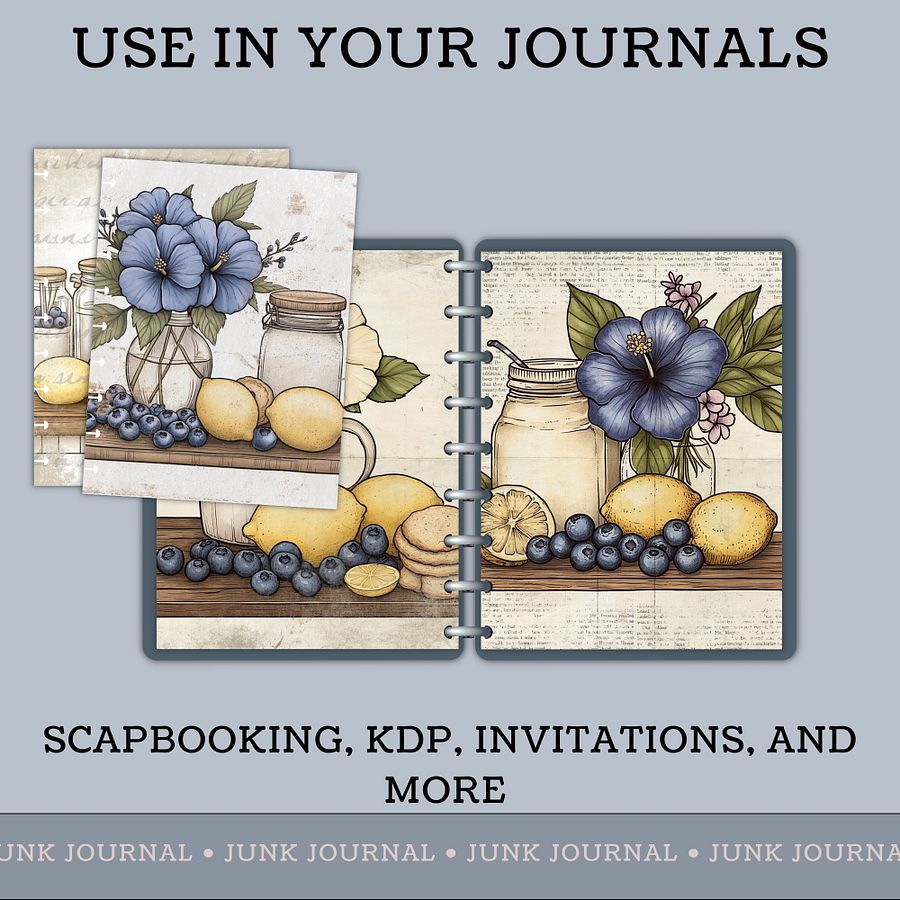 Blueberry Lemon Hibiscus - Digital Papers V9- Commercial Use product image (3)