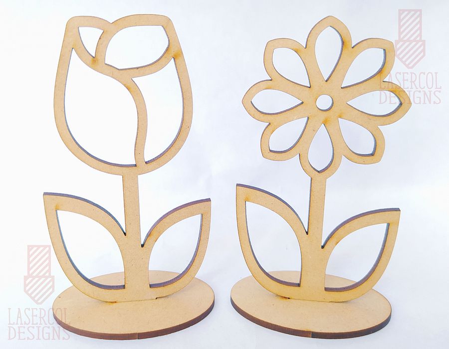 Flowers - Set 4 - (Two Sizes, Five Styles) - Laser Cut Files product image (9)