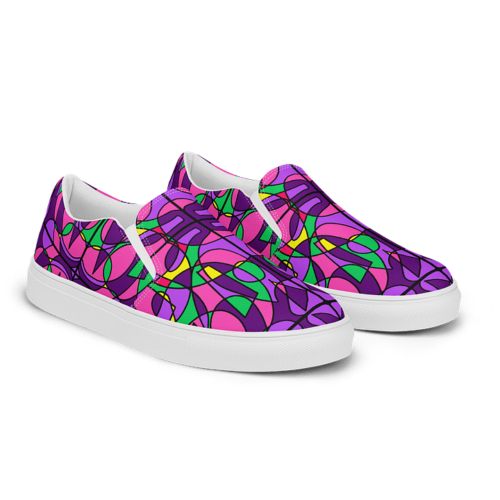 Pink Stained Glass – Women's Slip-On Canvas Shoes product image (2)