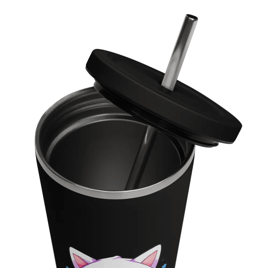 Cozy Kawaii Anime Girl 20 oz Tumbler Cup - Black - Insulated Tumbler with a Straw product image (11)