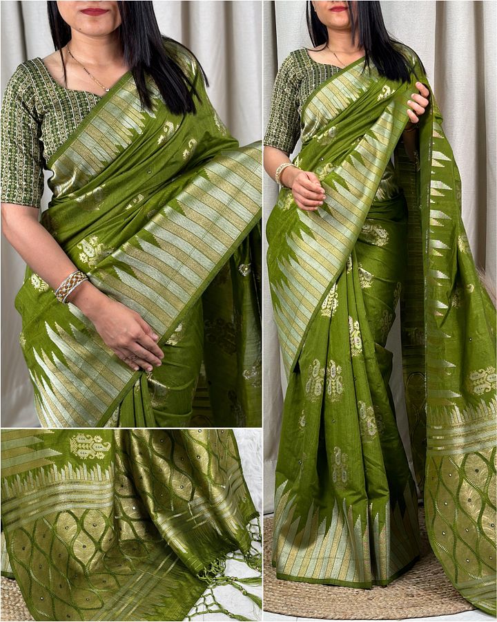festive beauty with Richness of jacquard and Minakari weaving blouse product image (1)