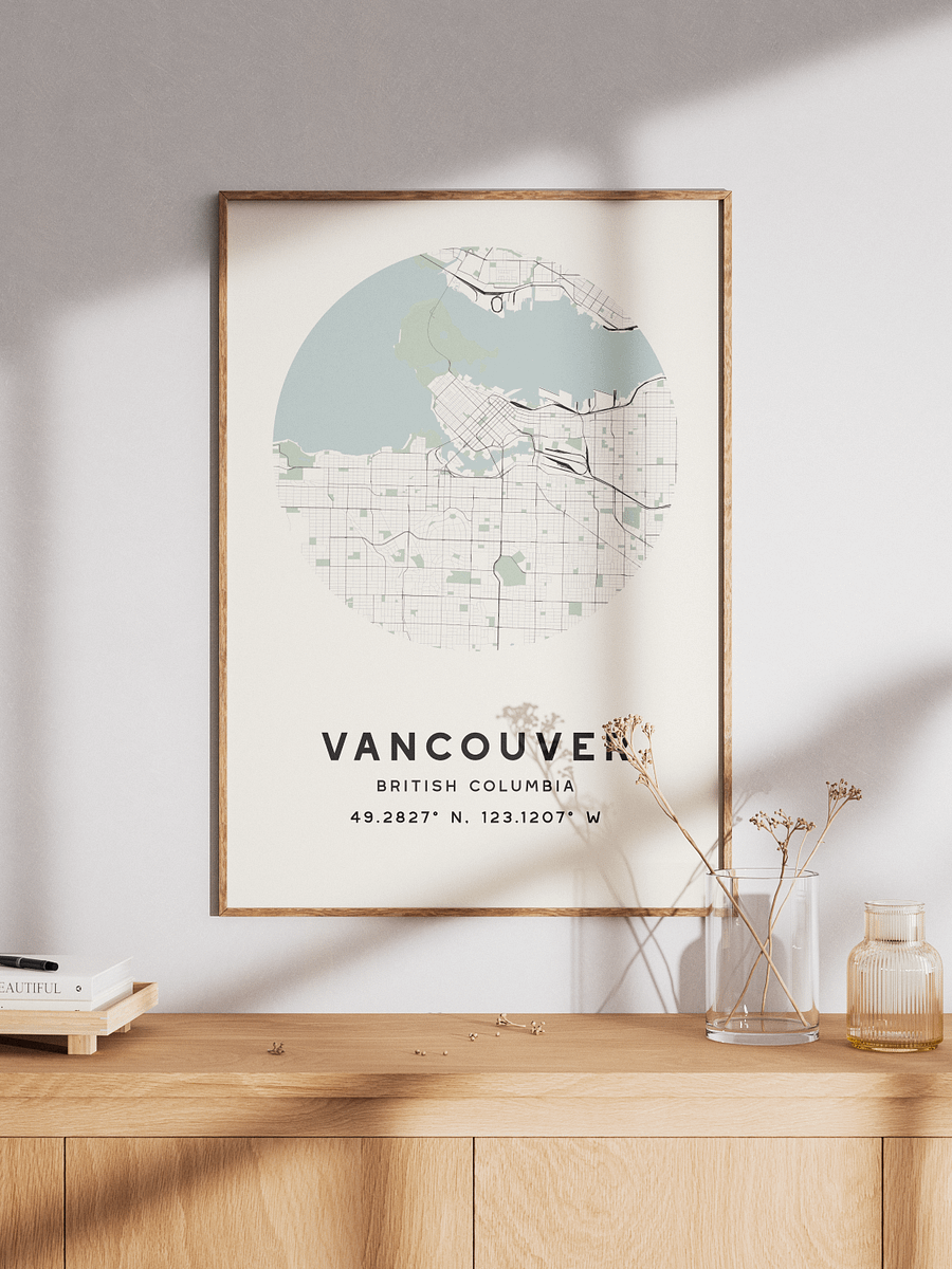 Vancouver Street Map Poster – Beige Minimalist Circular City Art product image (1)